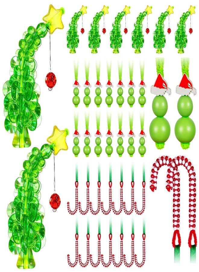 LSLYHTC Christmas Crafts for Kids Adults Families, Christmas Beaded Ornament Kits, 40PCS Include 8 Christmas Trees, 16 Calabashes, and 16 Candy Canes for DIY Crafts Xmas Holiday Tree Decoration Party Supplies - Image 1